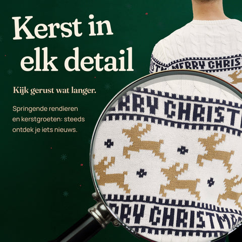 Details van Traditioneel & Stijlvol Wit: springende rendieren en kerstgroeten